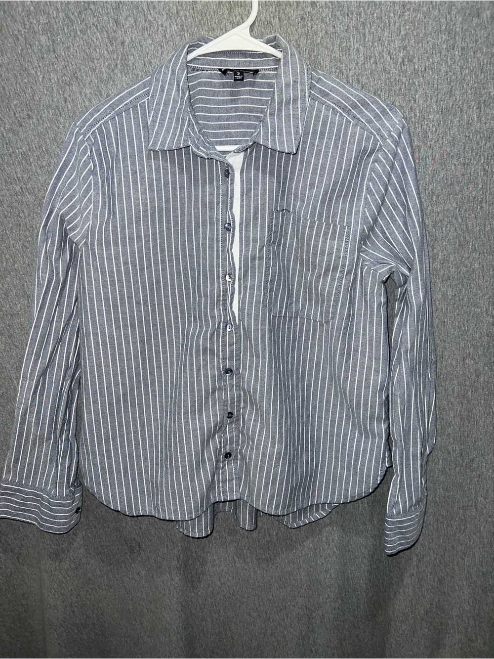 Casual Men's Blue & White Stripe Button-Down Shirt